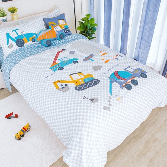 Boys Full/Double Construction Duvet Cover and Shams - Picture 1 of 4